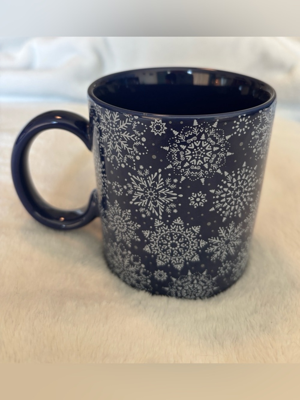 5 for $30 sale! Navy Blue Snowflake Ceramic Mug - Cozy Winter Drinkware